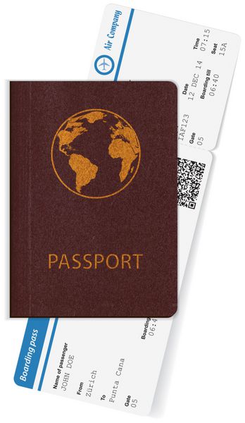 پاسپورت و پاسپورت جدا شده بر روی زمینه سفید مفهوم سفر تصویر برداری