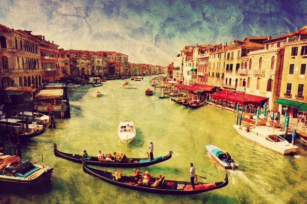 ونیز ایتالیا گاندولز در گراند کانال Canal Grande ایتالیا نمایش از پل ریالتو هنر پیشگام بوم یکپارچهسازی با سیستمعامل