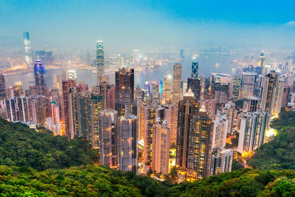 پانورامیک از افق هنگ کنگ چين