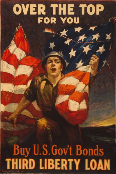 پوستر آمریکایی 1918 WW1 از یک سرباز که یک پرچم آمریکا را گرفت پوستر برای شما بهتر است خرید اوراق قرضه دولت ایالات متحده وام آزاد سوم