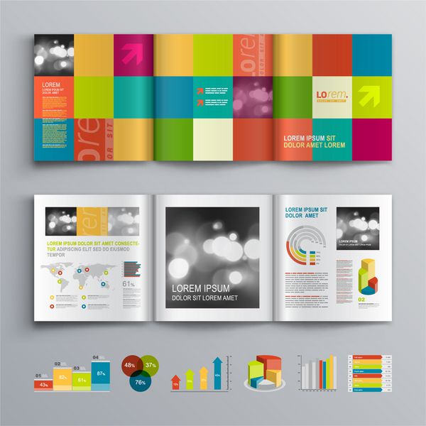 طراحی قالب بروشور خلاق با اشکال رنگی طرح پوشش و infographics