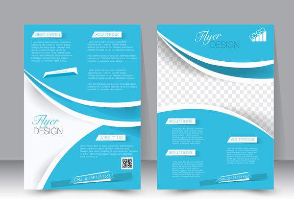 قالب پروازی بروشور کسب و کار پوستر قابل ویرایش A4 برای طراحی آموزش ارائه وب سایت جلد مجله رنگ آبی و نقره ای
