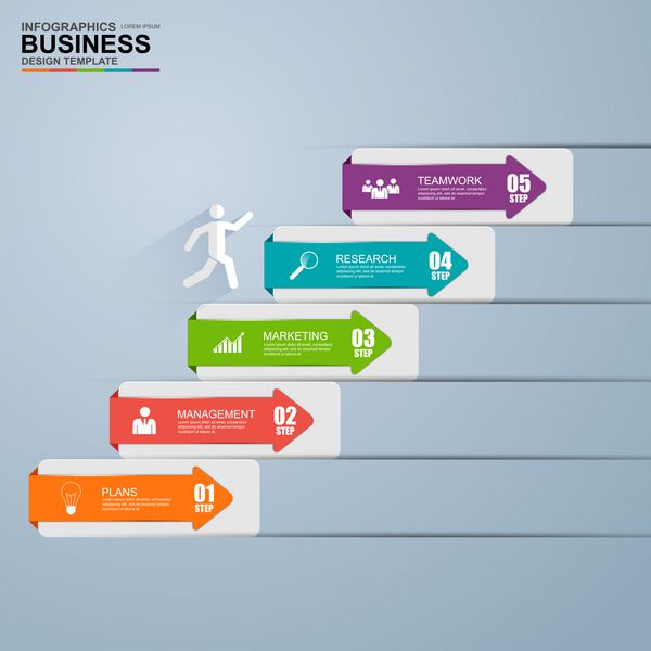 قالب Infographics کسب و کار پله مرحله موفقیت طراحی قالب