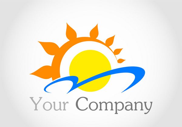 لوگو خورشید و آب برای شرکت شما خورشید و دریا