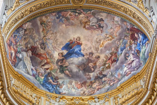 رومی ایتالیا مارس 26 2015 نمایشگاه باروک از کلیسای مقدس مسیح در کلیسای کلیسا Nuova سانتا ماریا در Vallicella توسط Pietro da Cortona 1660-1659
