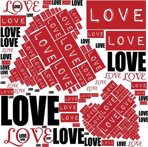 قرمز و سیاه رنگ نامه های عشق با قلب عاشقانه تصویر با هم چاپ الگو الگوی برای ارائه روز ولنتاین