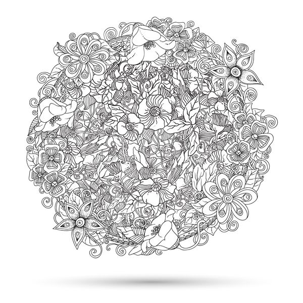 تزئین گل دایره سیاه و سفید طراحی توری گردن تزئینی ماندال گل الگوی جوهر کشیده شده توسط ردیابی از طرح شخصی ساخته شده است