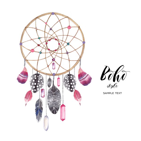 آبرنگ طراحی Dreamcatcher boho