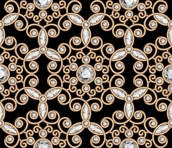 بروشور الماس طلا الگوی بدون درز طلا و جواهر بافت جواهرات زیبا eps10