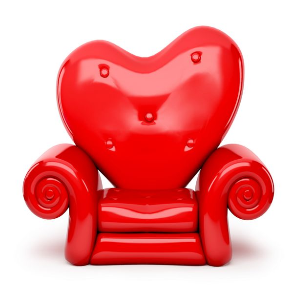 3d قرمز مبل در شکل قلب جدا شده بر روی سفید