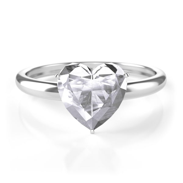 حلقه نقره ای با الماس شکل قلب