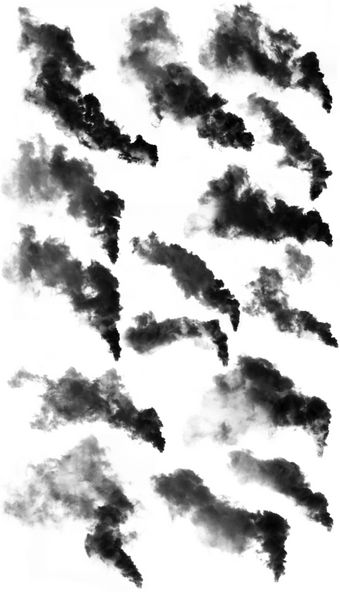 سیاه و سفید دود جدا شده بر روی زمینه سفید