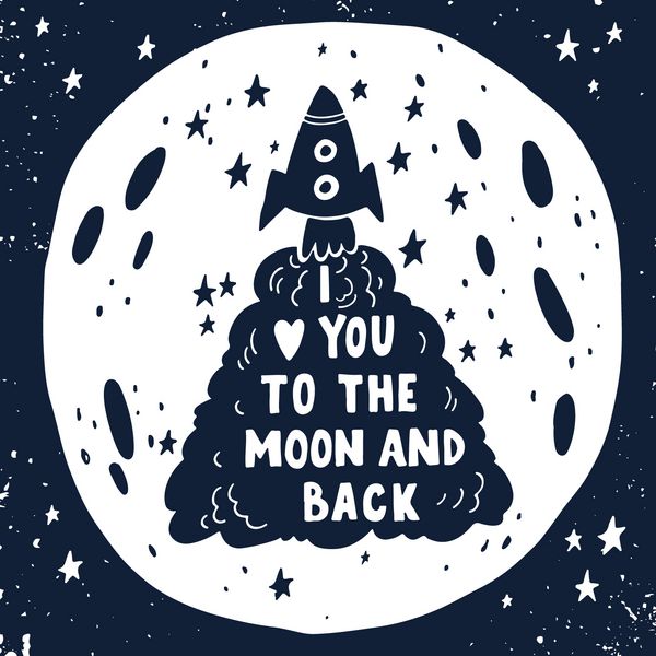 من عاشق تو هستم و ماه پوستر دست کشیده با یک نقل قول رمانتیک این تصویر را می توان برای یک روز ولنتاین یا ذخیره تاریخ کارت یا چاپ استفاده کرد