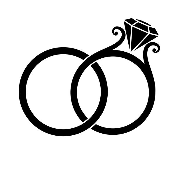 حلقه های عروسی با سیاه و سفید الماس سیاه در پس زمینه سفید