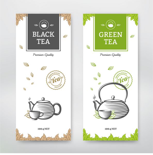 بسته بندی چای سیاه و سبز بردار مجموعه