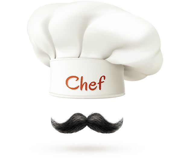 مفهوم واقع گرای آشپز با کلاه سفید و سبیل برداری تصویر انتزاعی