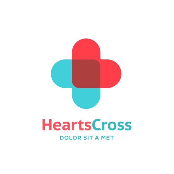 صلیب به علاوه قلب آرم پزشکی نماد عناصر الگوی طراحی