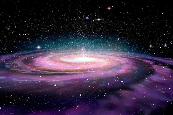 کهکشان مارپیچی در spcae عمیق تصویر 3D