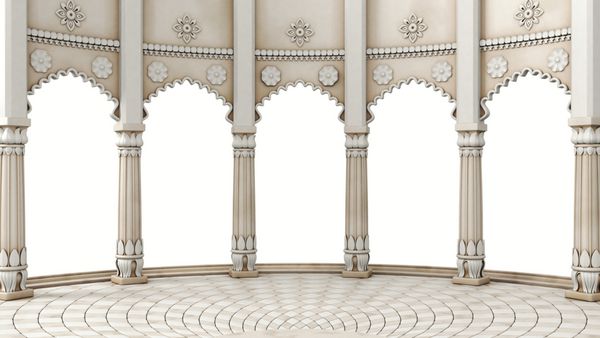 هند کلاسیک ستون داخلی رندر 3d