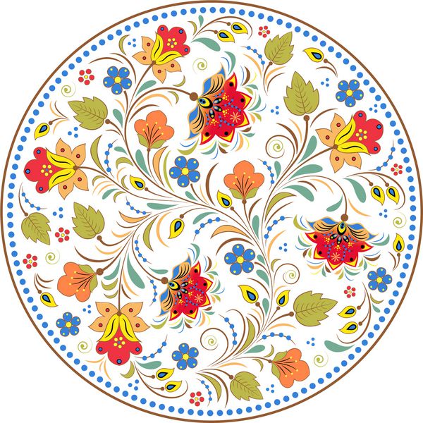 تصویر برداری از گل سنتی الگوی روسی Khokhloma