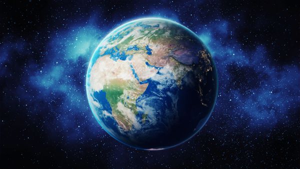 منظره منظره ای از سیاره زمین زمین جهانی از فضا در یک میدان ستاره که زمین و ابرها را نشان می دهد عناصر این تصویر توسط ناسا تهیه شده است