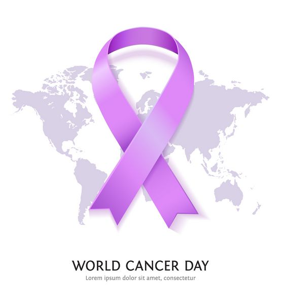 روبان ساتن برنزه برای روز جهانی سرطان نماد آگاهی عمومی با نقشه جهان در پس زمینه سفید