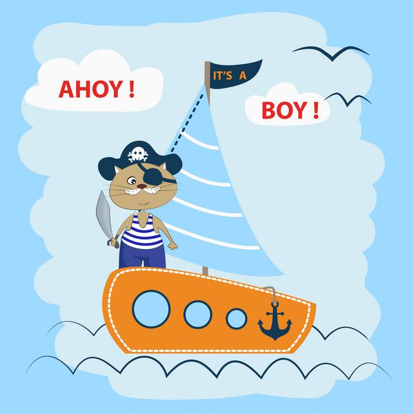 آهوی یک پسر است گربه ناز در کشتی دزدان دریایی
