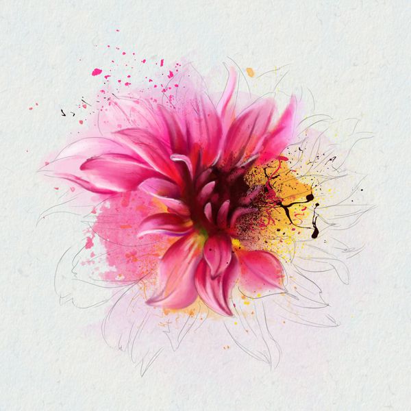 دوست داشتنی گل تابستان رنگ اسپری و عناصر طرح برای چاپ پارچه کارت پستال