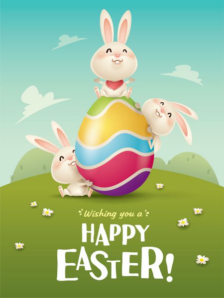 عید پاک مبارک bunnies عید پاک و تخم مرغ در زمینه فضای کپی گسترده برای متن