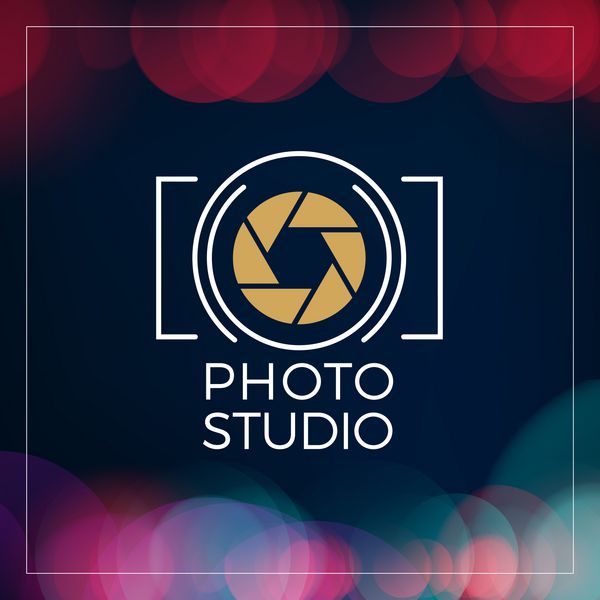 عکاسی طراحی لوگو قالب عکاسی Retro طلایی Badge استودیو عکس