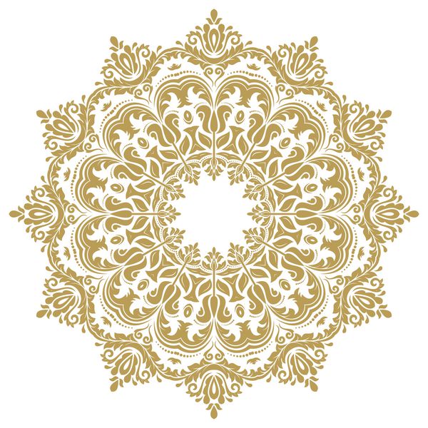 الگوی بردار شرقی با arabesques و عناصر گل گردن سنتی کلاسیک گرد طلایی