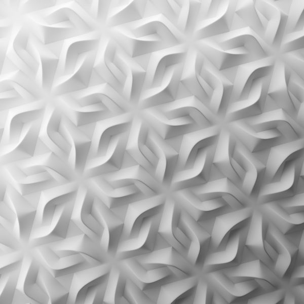 چند ضلعی انتزاعی هندسی سفید به عنوان دیوار کاشی تصویر 3D رندر اتاق داخلی