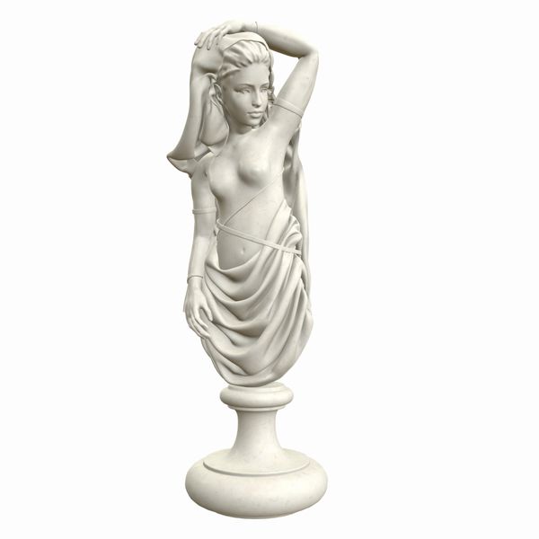 مجسمه سازی عتیقه زن زن بر روی پایه تصویر 3D