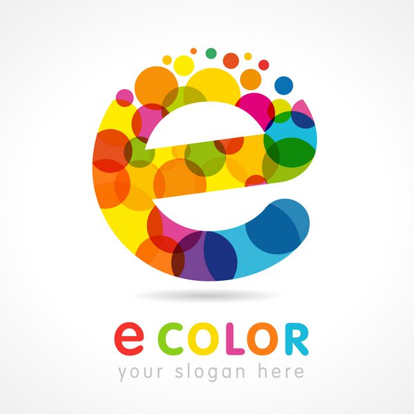 نامه الگوی E نماد رنگ جداگانه رنگ آمیزی شیشه رنگی قالب گرافیکی ابرها و حباب های دسته رنگی هویت نام تجاری شرکت بافت موزاییک خلاق مرسوم مد روز سرگرم کننده برچسب