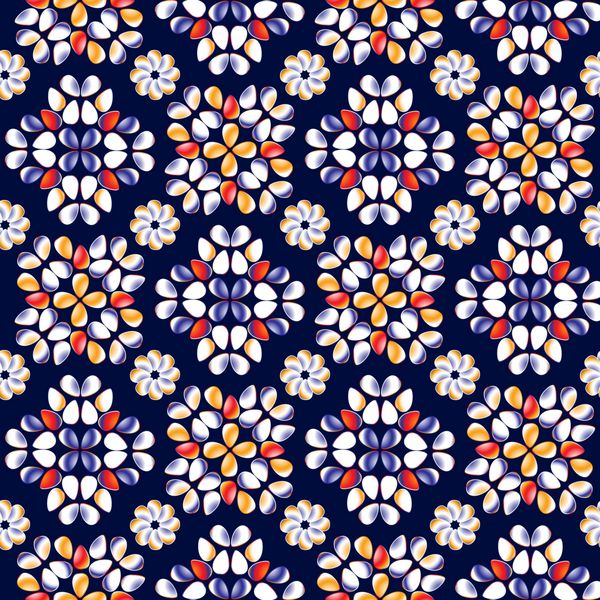 الگوی بدون درز با یک تزئین در سبک عامیانه اثر یک kaleidoscope پس زمینه برداری