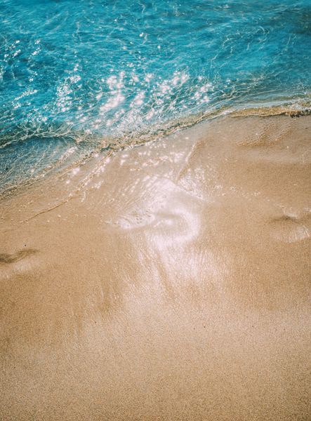 لاجورد آبی دریا شن و ماسه تمیز سفید ساحل های استوایی سفر الهام مفهوم تعطیلات مشاهده صفحه
