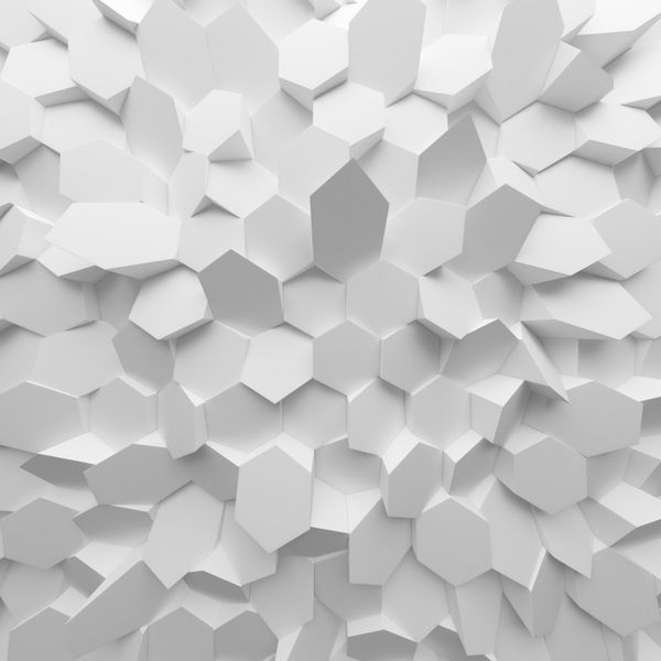 پس زمینه انتزاعی سفید شش ضلعی 3D رندر چند ضلعی هندسی به عنوان دیوار کاشی اتاق داخلی