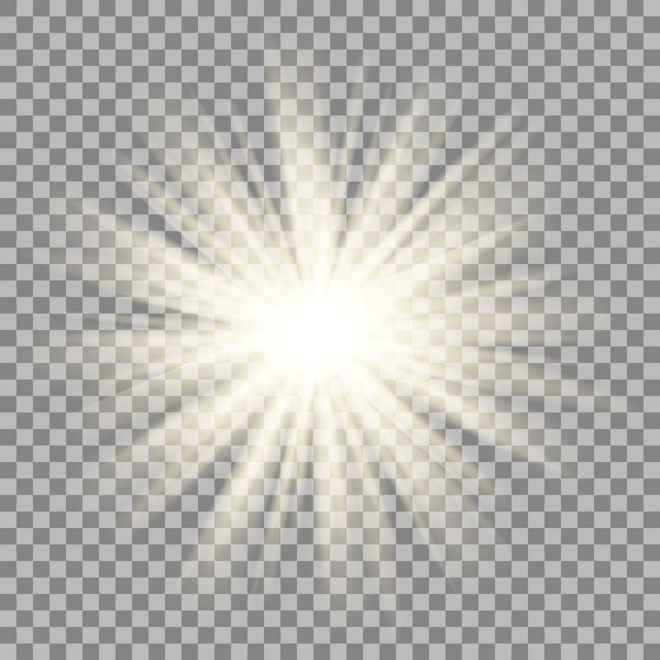 اشعه خورشید درخشان با تأثیر ستاره بر روی پس زمینه شفاف به وقوع می پیوندد بردار