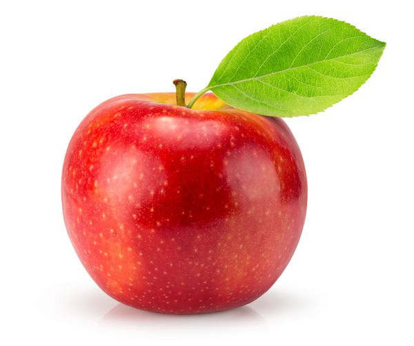 سیب قرمز جدا شده بر روی زمینه سفید