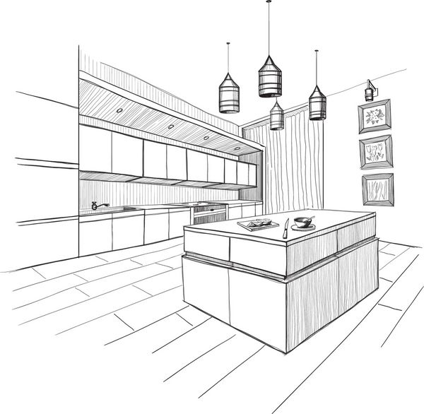 طرح داخلی آشپزخانه های مدرن با جزیره