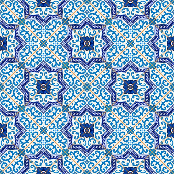 زرق و برق دار از الگوی های بدون درز از تیره آبی و سفید مراکش پرتغالی کاشی Azulejo زیور آلات می توان برای تصویر زمینه الگوی پر پس زمینه صفحه وب سطح بافت
