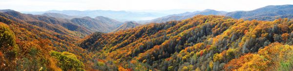چشم انداز مشاهده پاییز کوه و جنگل های رنگارنگ