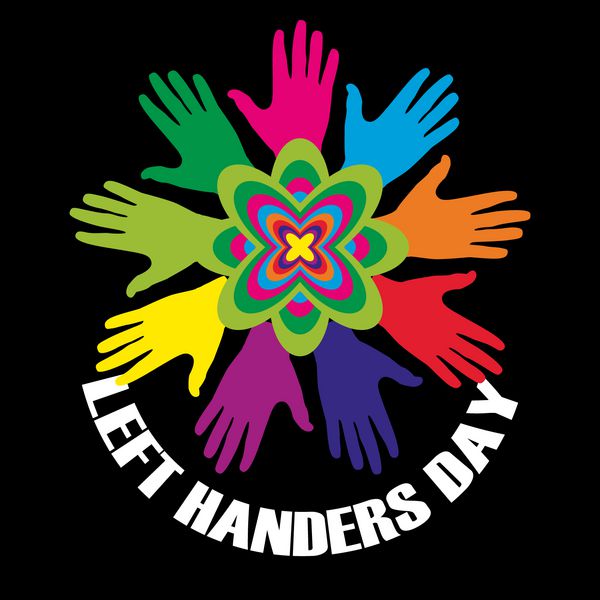 بردار حداقل مفهوم رنگارنگ برای روز جهانی چپ handers با تکرار دست