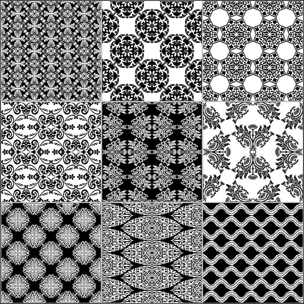 سیاه و سفید کاشی های هندسی الگوهای بدون درز تنظیم بردار