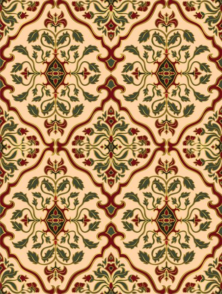 تزئین گل زیبا قالب فرش های شرقی پارچه تصویر زمینه شال الگوی برداری بدون درز از خطوط طلا در زمينه بژ