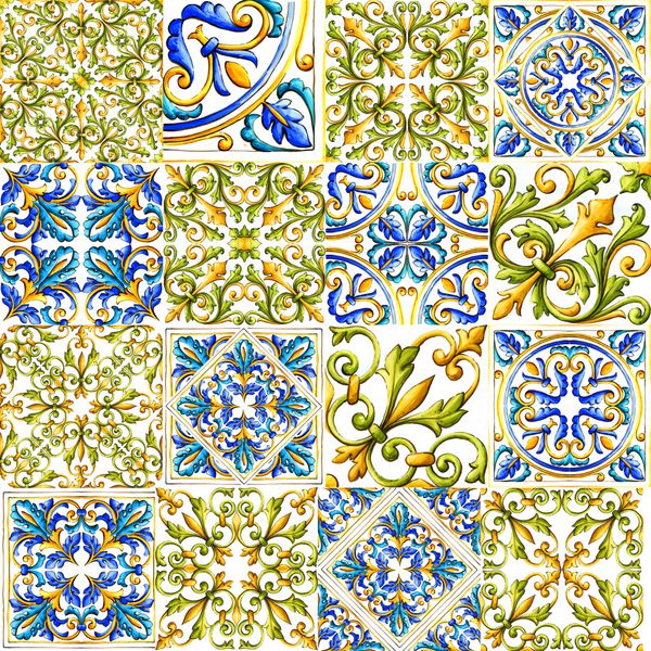 کاشی های ایتالیایی majolica تزئین گل