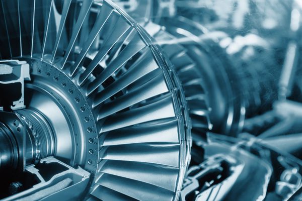 مشخصات موتور توربین فن آوری های حمل و نقل هوایی جزئیات موتور جت هواپیما در نمایشگاه رنگ آبی