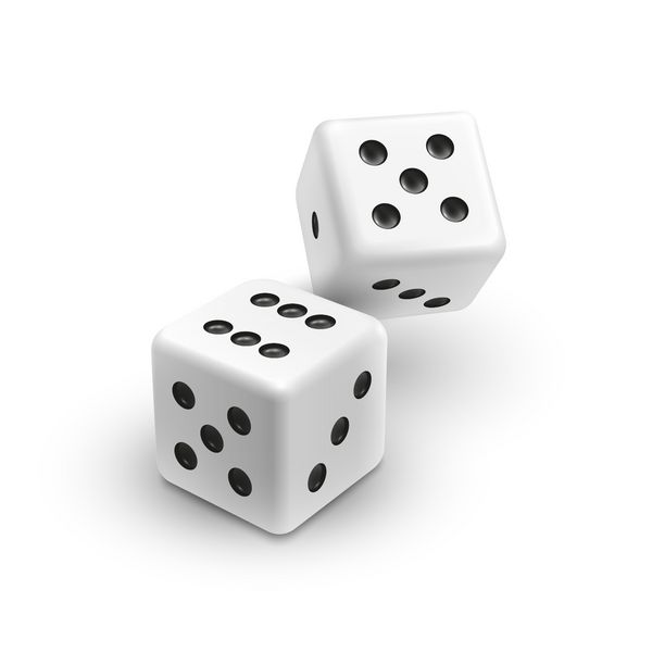 دو dices سفید جدا شده در پس زمینه سفید تصویر برداری دقیق
