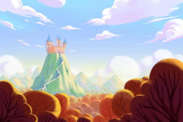 قلعه در بالای کوه بازی های ویدئویی آثار CG دیجیتال مفهوم تصویر پس زمینه سبک واقعی کارتون