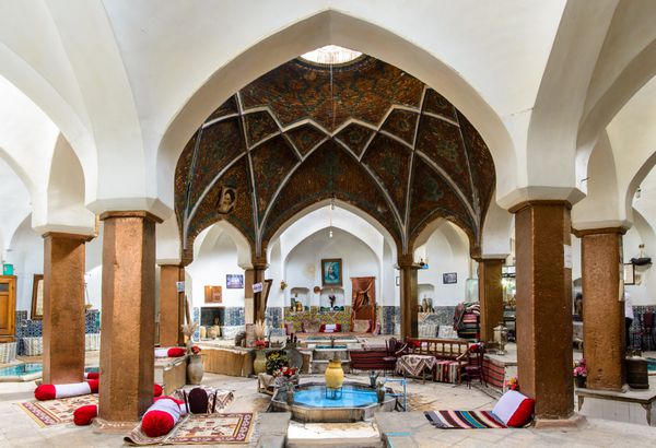کاشان ایران 2015 آوریل 30 خانه چای بام حمام در بازار قدیمی کاشان ایران